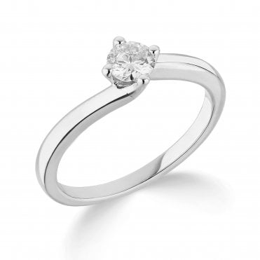 9ct White Gold Diamond Solitaire Twist Engagement Ring