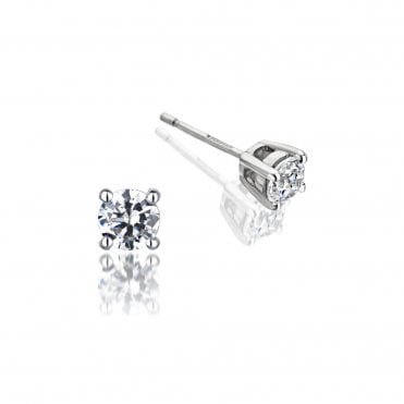 9ct White Gold Diamond Stud Earrings