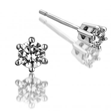 9ct White Gold Diamond Stud Earrings
