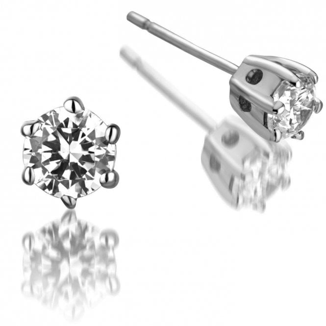 9ct White Gold Diamond Stud Earrings