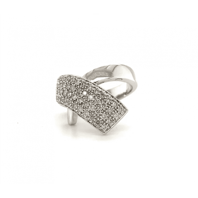 9ct White Gold Fancy 1.00ct Diamond Cross-over Dress Ring