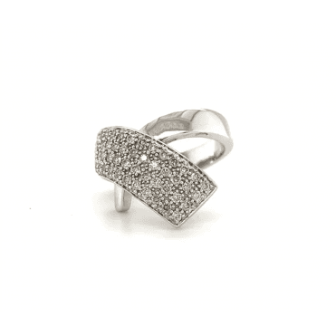 9ct White Gold Fancy 1.00ct Diamond Cross-over Dress Ring