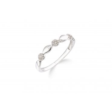 9ct White Gold Fancy Diamond Cluster Eternity Style Band Ring
