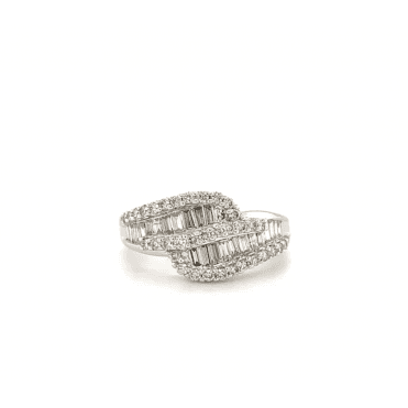 9ct White Gold Fancy Half Eternity Style Diamond Cluster Ring