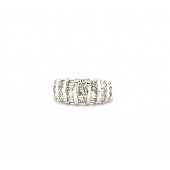 9ct White Gold Fancy Half Eternity Style Diamond Cluster Ring