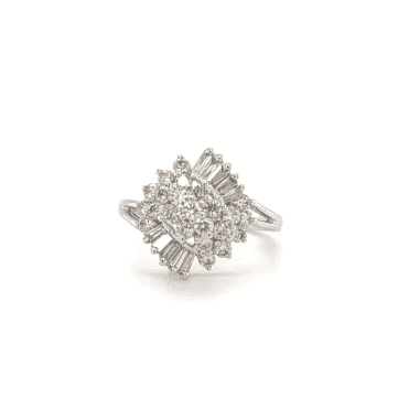 9ct White Gold Fancy Shaped Diamond Cluster Ring