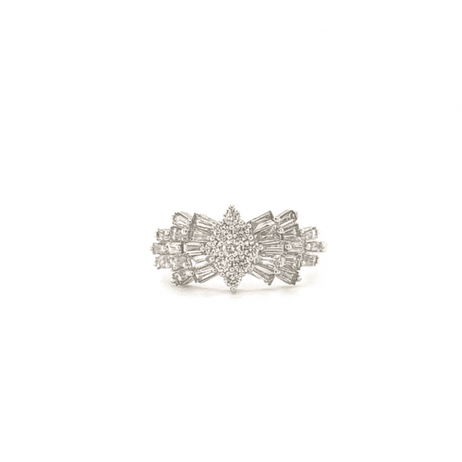 9ct White Gold Fancy Shaped Diamond Cluster Ring