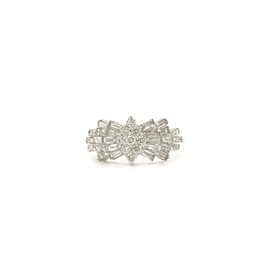 9ct White Gold Fancy Shaped Diamond Cluster Ring