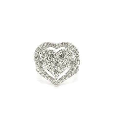 9ct White Gold Heart Shaped Diamond Cluster Ring