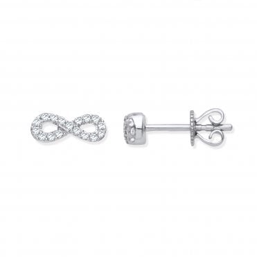 9ct White Gold Infinity 0.15ctw Diamond Studs