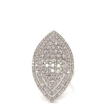 9ct White Gold Marquise Shaped Diamond Cluster Ring