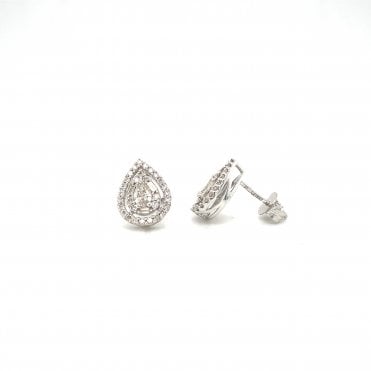 9ct White Gold Pear Shaped 1.00ct Diamond Cluster Stud Earrings