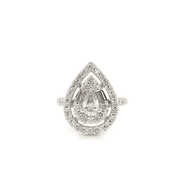 9ct White Gold Pear Shaped Diamond Cluster Ring