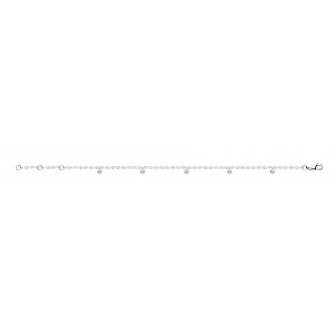 9ct White Gold Rub-Over 0.10ctw Diamond Bracelet