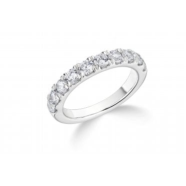 9ct White Gold Solid Diamond Half Eternity Ring