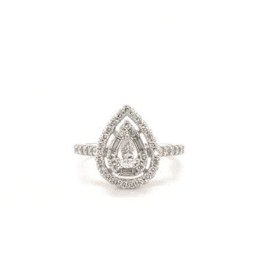 9ct White Gold Square Shaped Diamond Cluster Ring
