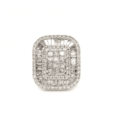 9ct White Gold Square Shaped Diamond Cluster Ring