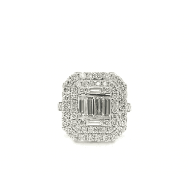 9ct White Gold Square Shaped Diamond Cluster Ring
