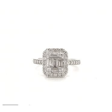 9ct White Gold Square Shaped Diamond Cluster Ring