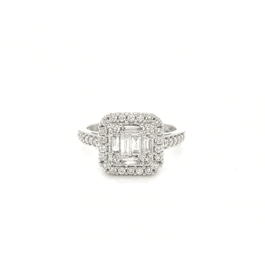9ct White Gold Square Shaped Diamond Cluster Ring
