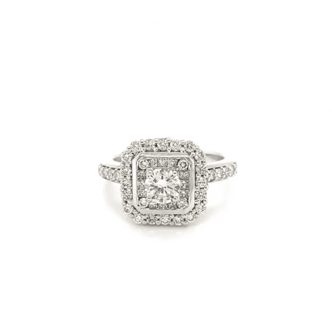 9ct White Gold Square Shaped Diamond Cluster Ring