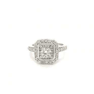9ct White Gold Square Shaped Diamond Cluster Ring