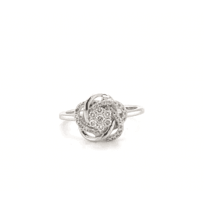 9ct White Gold Wool Knot Style Diamond Cluster Ring