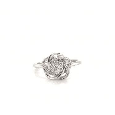 9ct White Gold Wool Knot Style Diamond Cluster Ring