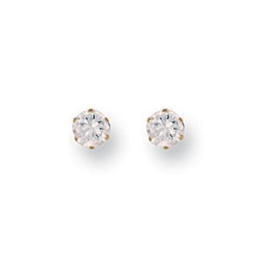 9ct Y/G 4mm Claw Set Cz Studs