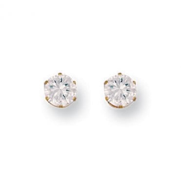 9ct Y/G 5mm Claw Set Cz Studs
