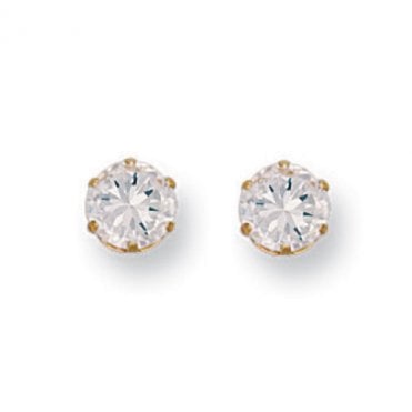 9ct Y/G 6mm Claw Set Cz Studs