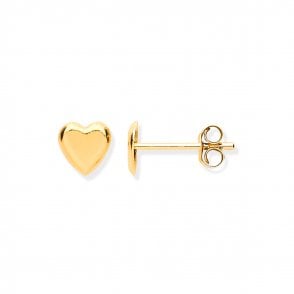 9ct Y/G Tiny Heart Stud Earrings