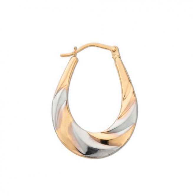 9ct Yellow and White Gold Creole Earrings