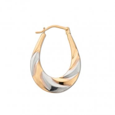 9ct Yellow And White Gold Creole Earrings