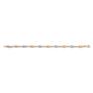 9ct Yellow And White Gold Fancy Link Bracelet - 7