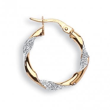 9ct Yellow And White Gold Twisted Hoop Earrings