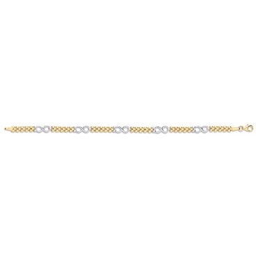 9ct Yellow And White Gold Infinity Link Bracelet - 7