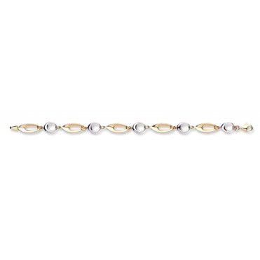 9ct Yellow And White Gold Oval And Round Link Bracelet - 7