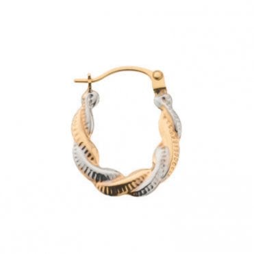 9ct Yellow And White Gold Twists Earrings