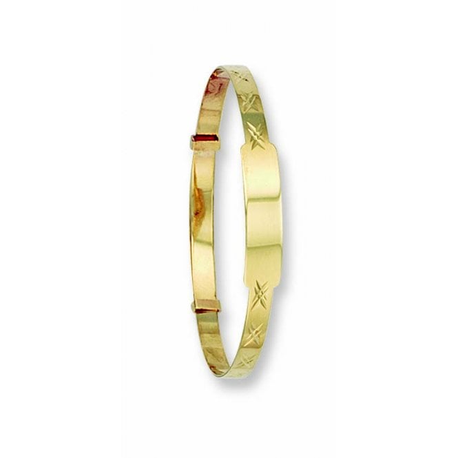 9ct Yellow Diamond Cut Baby ID Bangle