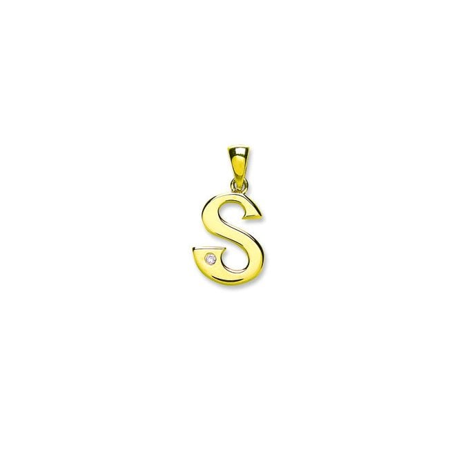 9ct Yellow Gold 0.01ct Diamond S Initial