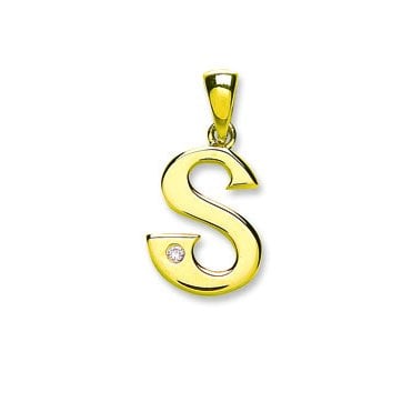 9ct Yellow Gold 0.01ct Diamond S Initial