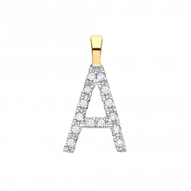 9ct Yellow Gold 0.05ct Diamond A Initial