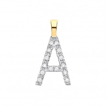 9ct Yellow Gold 0.05ct Diamond A Initial