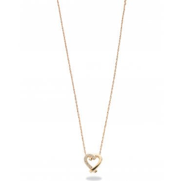 9ct Yellow Gold 0.05ct Diamond Heart Pendant With 18in/45cm Chain