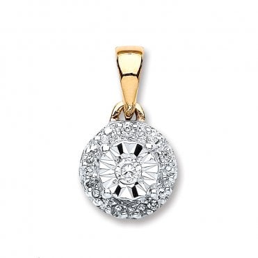 9ct Yellow Gold 0.07ct Diamond Pendant