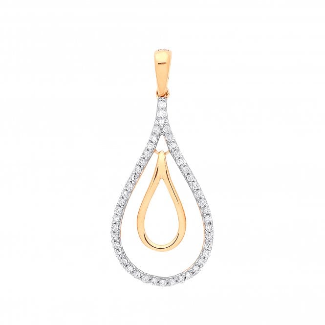 9ct Yellow Gold 0.13ct Drop Pendant