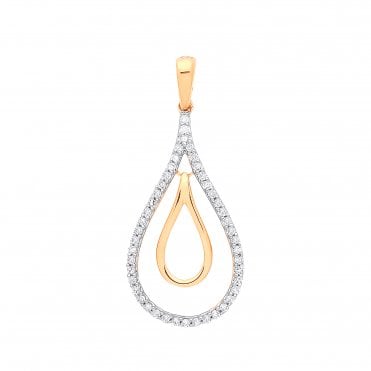 9ct Yellow Gold 0.13ct Drop Pendant