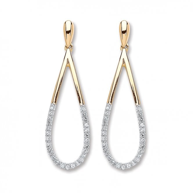 9ct Yellow Gold 0.15ct Dia Drop Earrings