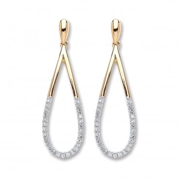 9ct Yellow Gold 0.15ct Dia Drop Earrings